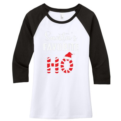 Christmas Santa’s Favorite Ho Candy Cane Funny Xmas Women's Tri-Blend 3/4-Sleeve Raglan Shirt