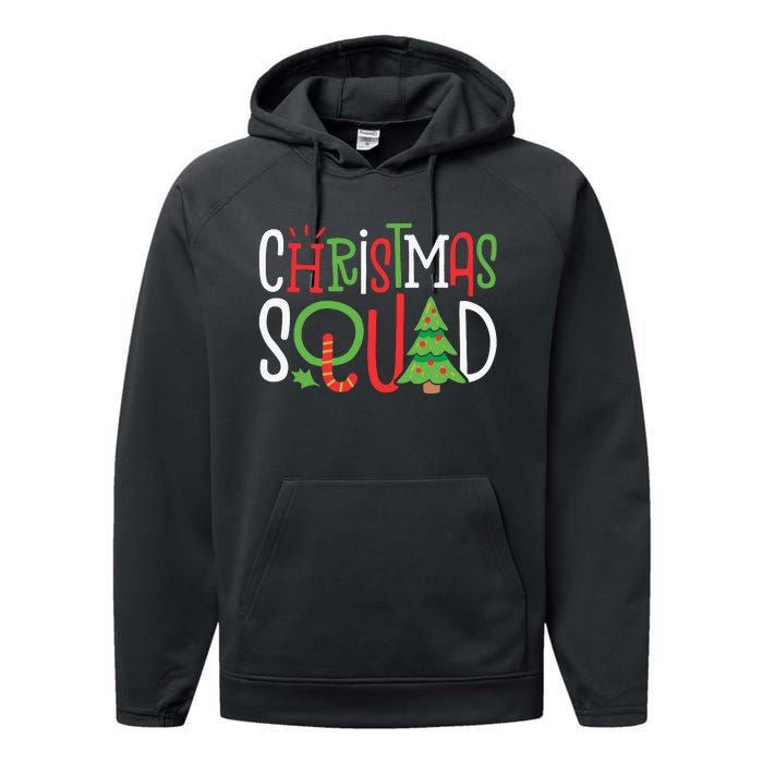 Christmas Squad Funny Xmas Tree Family Matching Pajamas Performance Fleece Hoodie