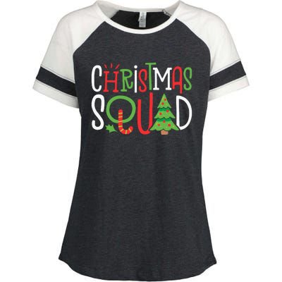 Christmas Squad Funny Xmas Tree Family Matching Pajamas Enza Ladies Jersey Colorblock Tee