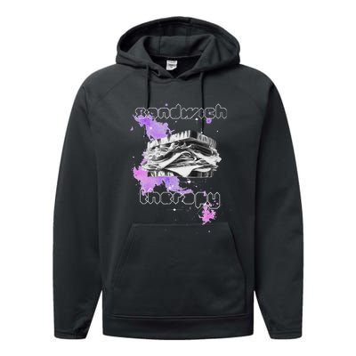 Cosmic Space Food Sandwich In Retro Vintage Galaxy Nebula Performance Fleece Hoodie