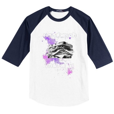 Cosmic Space Food Sandwich In Retro Vintage Galaxy Nebula Baseball Sleeve Shirt