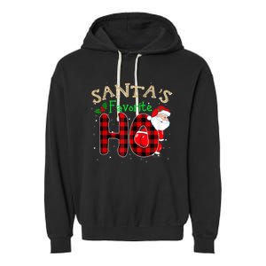 Christmas Santa's Favorite Ho Xmas Pajama Funny Naughty Garment-Dyed Fleece Hoodie