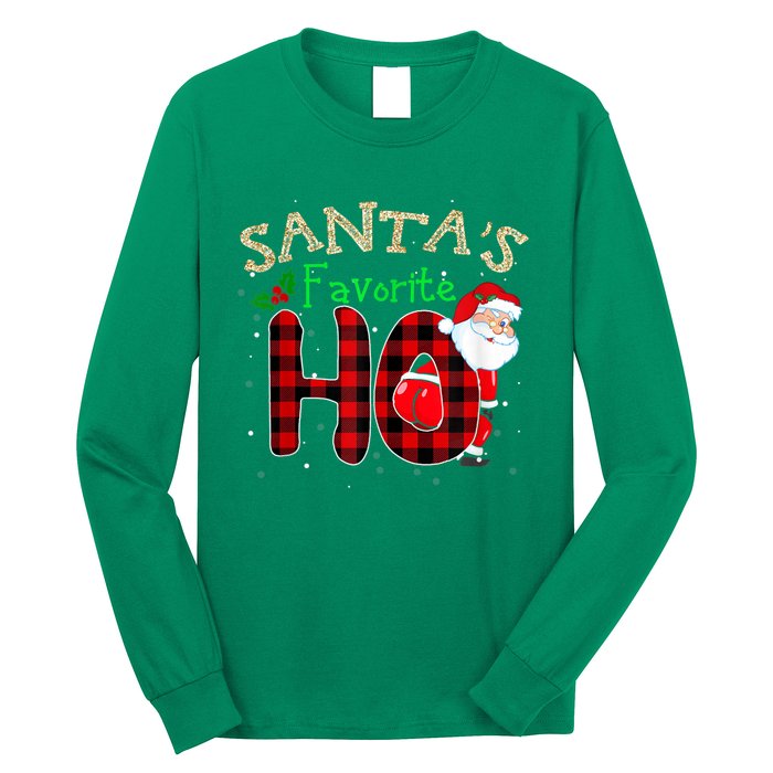 Christmas Santa's Favorite Ho Xmas Pajama Funny Naughty Long Sleeve Shirt