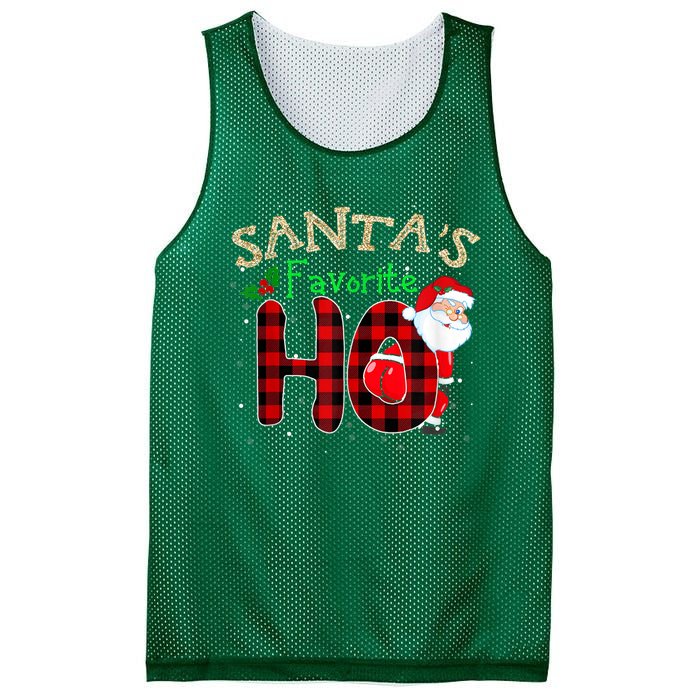 Christmas Santa's Favorite Ho Xmas Pajama Funny Naughty Mesh Reversible Basketball Jersey Tank