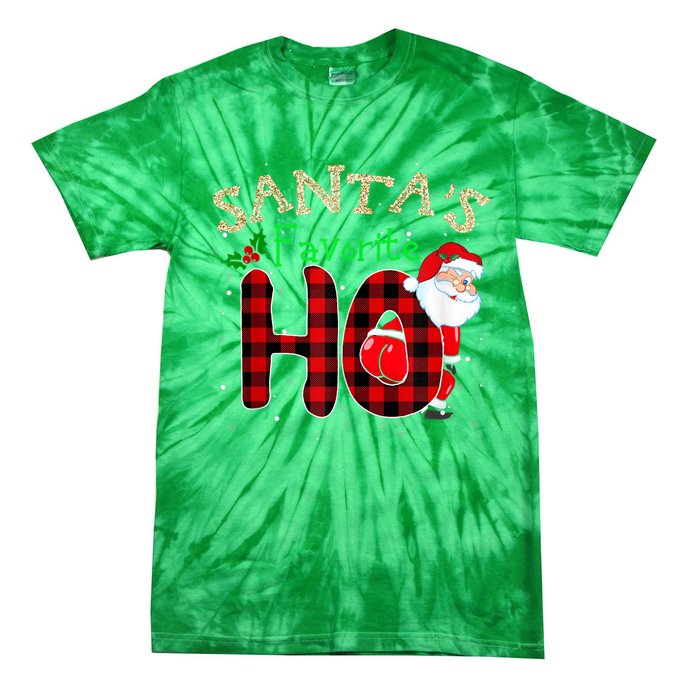 Christmas Santa's Favorite Ho Xmas Pajama Funny Naughty Tie-Dye T-Shirt