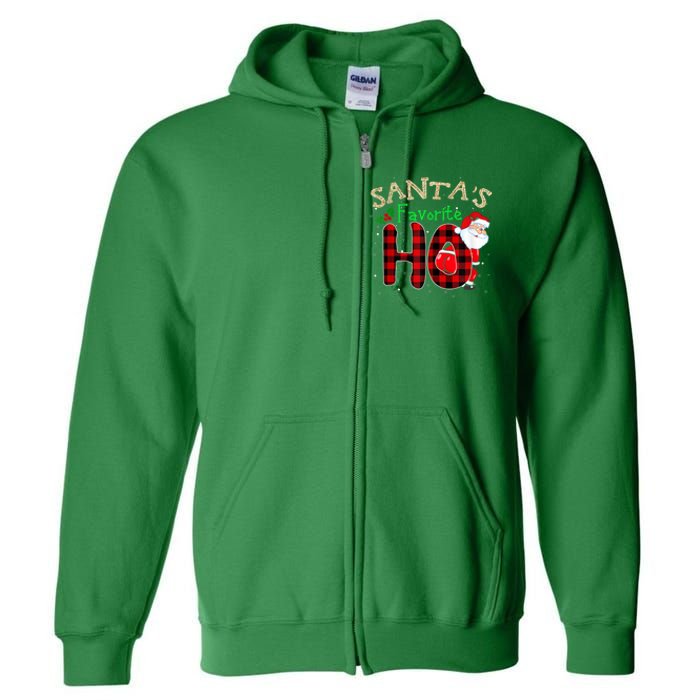 Christmas Santa's Favorite Ho Xmas Pajama Funny Naughty Full Zip Hoodie