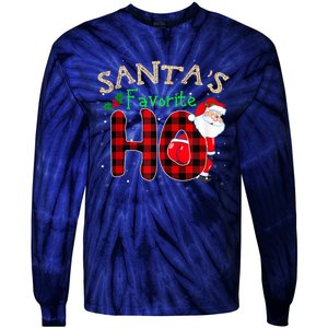 Christmas Santa's Favorite Ho Xmas Pajama Funny Naughty Tie-Dye Long Sleeve Shirt