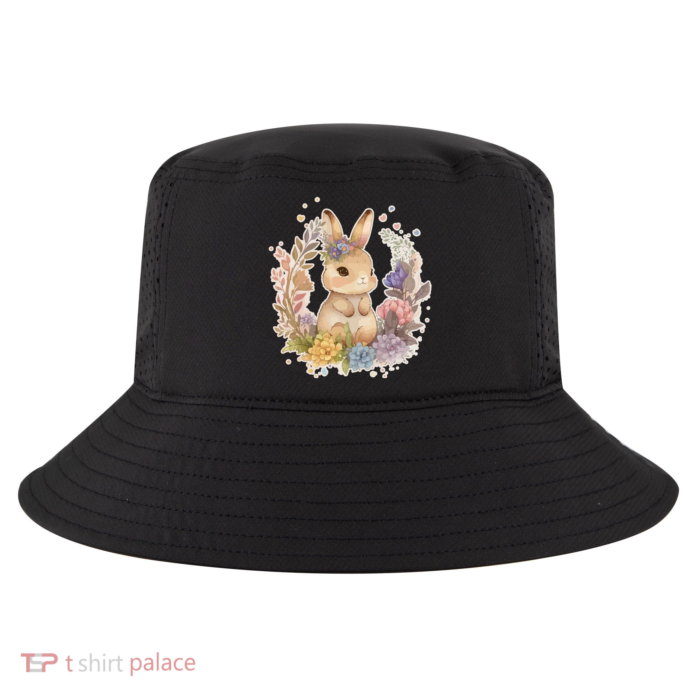 Cute Springtime Floral Baby Bunny Rabbit Cool Comfort Performance Bucket Hat