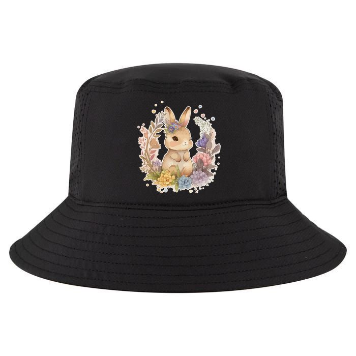 Cute Springtime Floral Baby Bunny Rabbit Cool Comfort Performance Bucket Hat