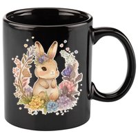Cute Springtime Floral Baby Bunny Rabbit 11oz C Handle Ceramic Mug