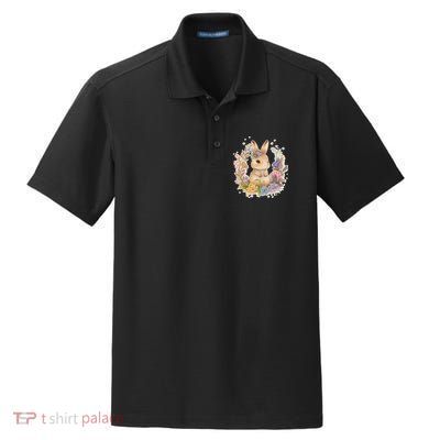 Cute Springtime Floral Baby Bunny Rabbit Dry Zone Grid Polo