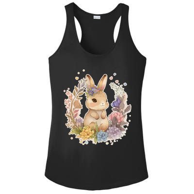Cute Springtime Floral Baby Bunny Rabbit Ladies PosiCharge Competitor Racerback Tank