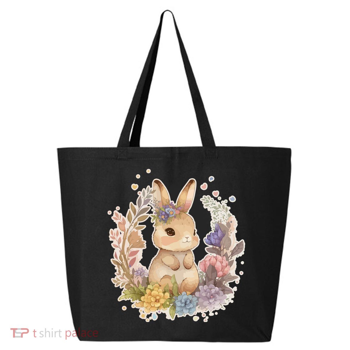 Cute Springtime Floral Baby Bunny Rabbit 25L Jumbo Tote
