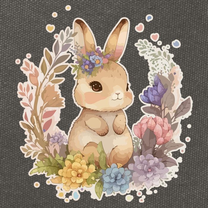 Cute Springtime Floral Baby Bunny Rabbit Cotton Canvas Backpack