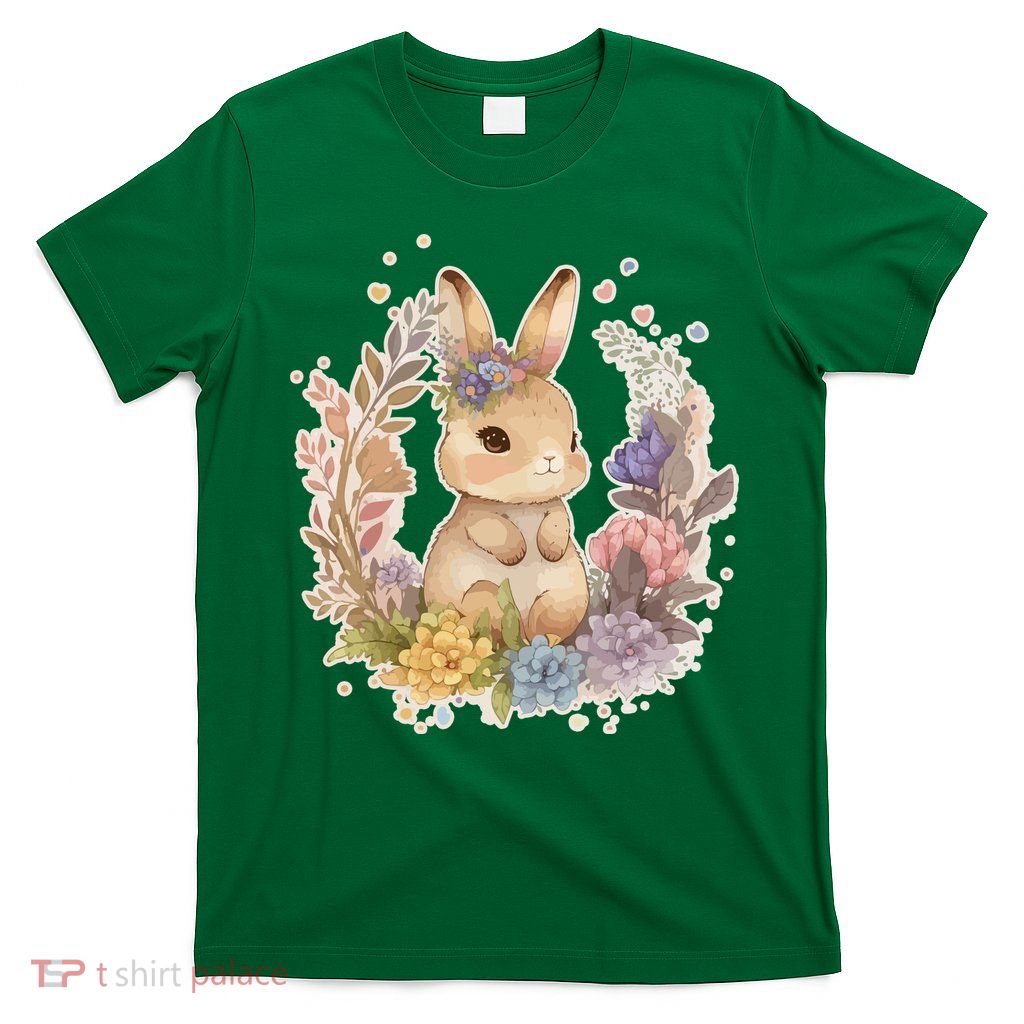 Cute Springtime Floral Baby Bunny Rabbit T-Shirt