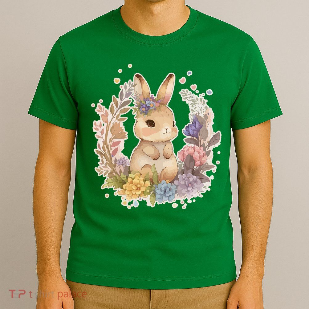 Cute Springtime Floral Baby Bunny Rabbit T-Shirt