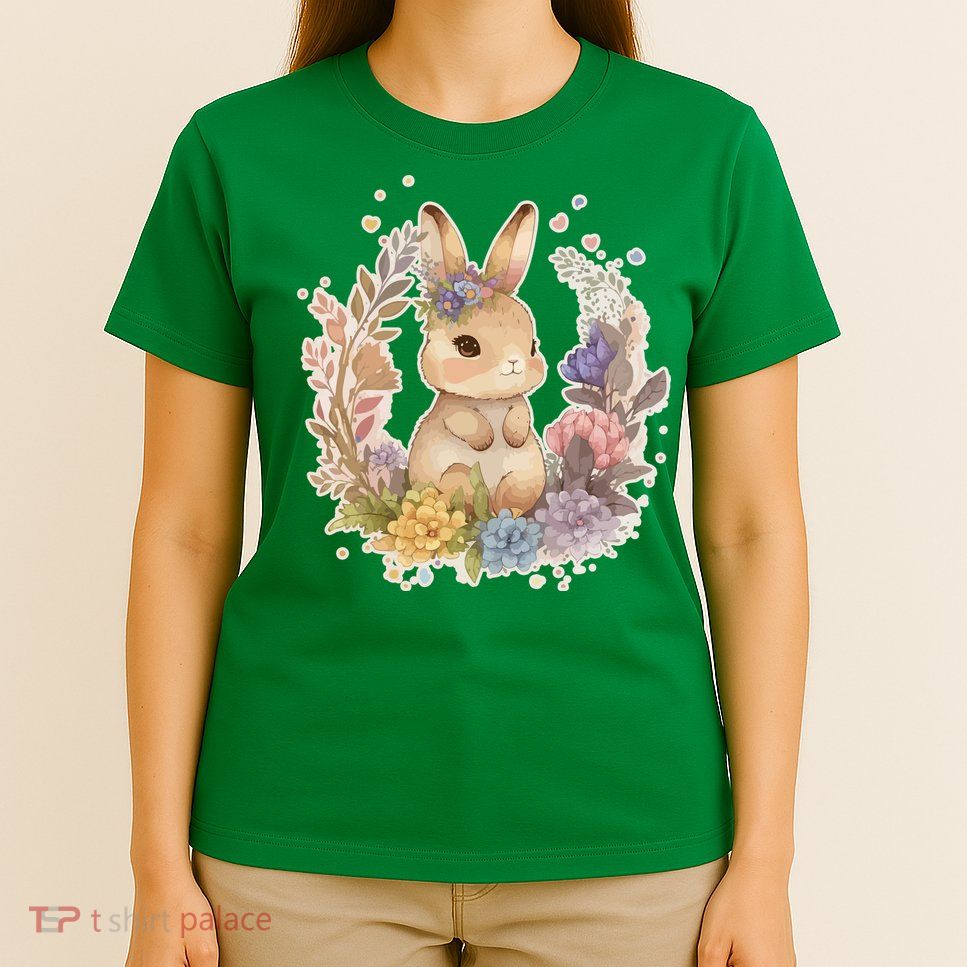 Cute Springtime Floral Baby Bunny Rabbit T-Shirt