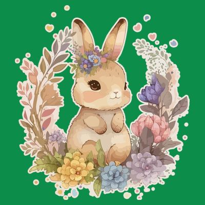Cute Springtime Floral Baby Bunny Rabbit T-Shirt