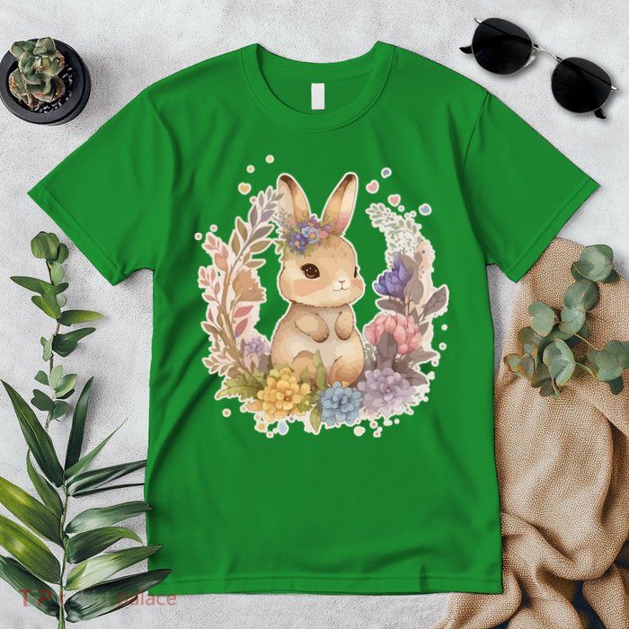 Cute Springtime Floral Baby Bunny Rabbit Premium T-Shirt