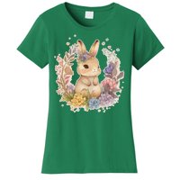 Cute Springtime Floral Baby Bunny Rabbit Women's T-Shirt