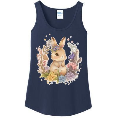 Cute Springtime Floral Baby Bunny Rabbit Ladies Essential Tank