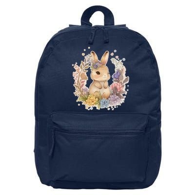 Cute Springtime Floral Baby Bunny Rabbit 16 in Basic Backpack