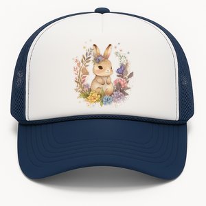 Cute Springtime Floral Baby Bunny Rabbit Trucker Hat