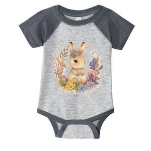 Cute Springtime Floral Baby Bunny Rabbit Infant Baby Jersey Bodysuit