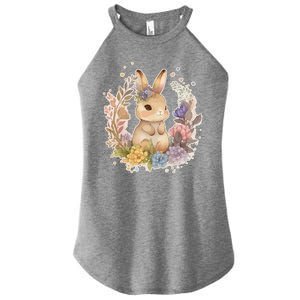 Cute Springtime Floral Baby Bunny Rabbit Women’s Perfect Tri Rocker Tank