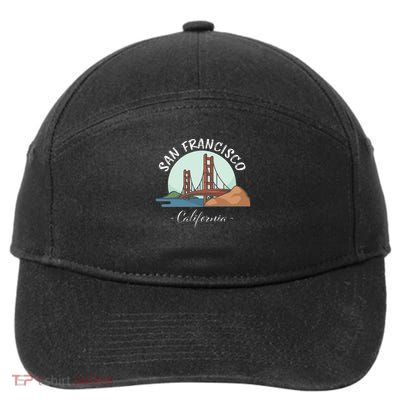 California San Francisco Gift Golden Gate Bridge Souvenir 7-Panel Snapback Hat