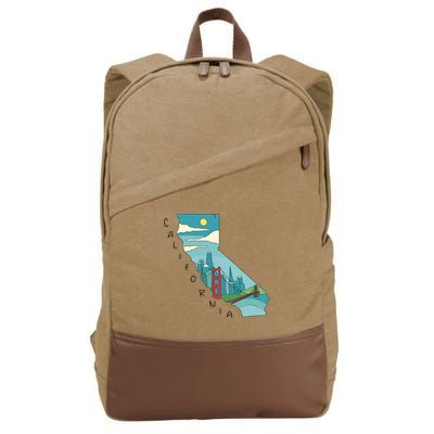 California San Francisco View Cotton Canvas Backpack