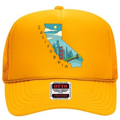 California San Francisco View High Crown Mesh Back Trucker Hat