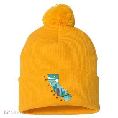 California San Francisco View Pom Pom 12in Knit Beanie
