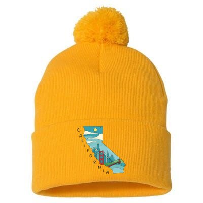 California San Francisco View Pom Pom 12in Knit Beanie