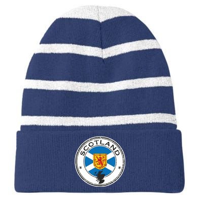 Cool Scotland Flag Striped Beanie with Solid Band