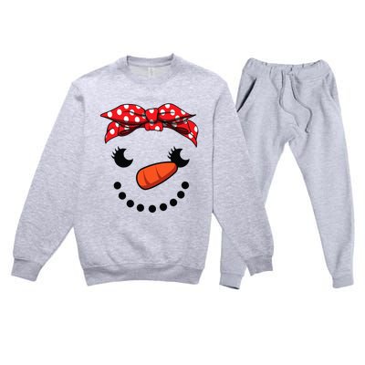 Cutest Snowman Face Christmas Costume Xmas Premium Crewneck Sweatsuit Set