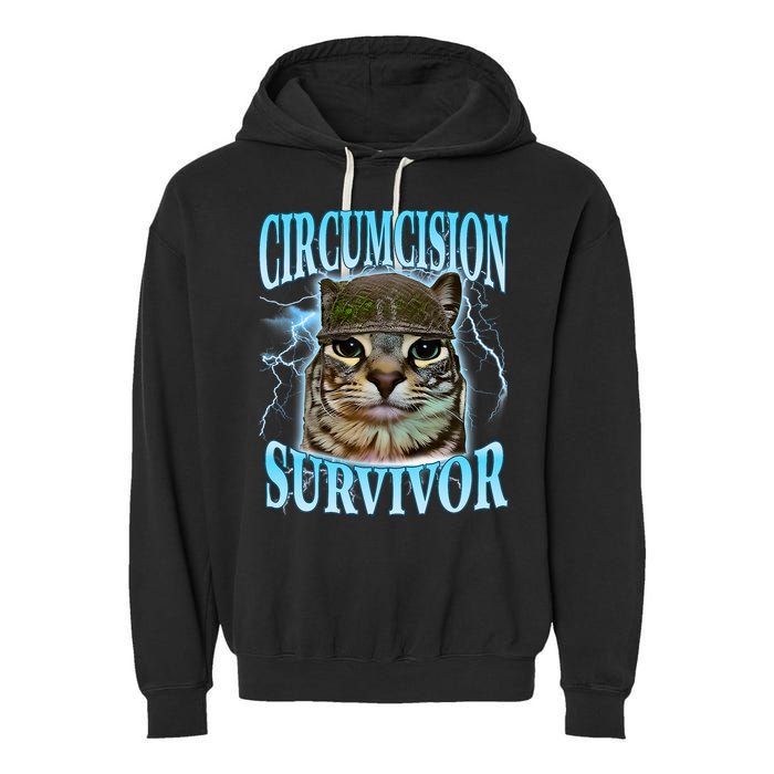 Circumcision Survivor Funny Oddly Specific Cat Meme Cats Garment-Dyed Fleece Hoodie