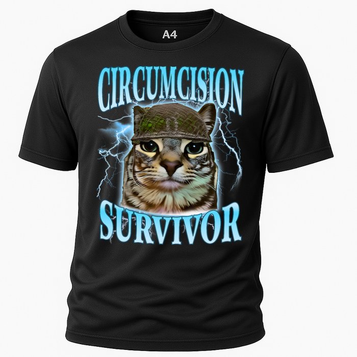 Circumcision Survivor Funny Oddly Specific Cat Meme Cats Cooling Performance Crew T-Shirt