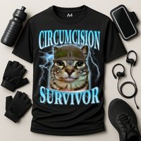 Circumcision Survivor Funny Oddly Specific Cat Meme Cats Cooling Performance Crew T-Shirt