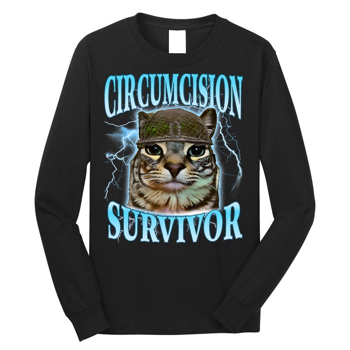 Circumcision Survivor Funny Oddly Specific Cat Meme Cats Long Sleeve Shirt