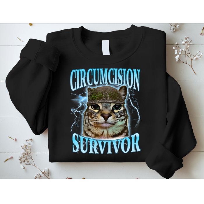 Circumcision Survivor Funny Oddly Specific Cat Meme Cats Sweatshirt
