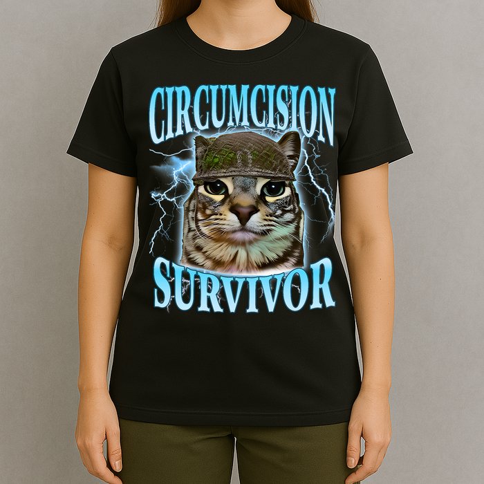 Circumcision Survivor Funny Oddly Specific Cat Meme Cats T-Shirt