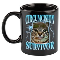 Circumcision Survivor Funny Oddly Specific Cat Meme Cats 11oz C Handle Ceramic Mug