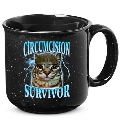 Circumcision Survivor Funny Oddly Specific Cat Meme Cats 15oz Campfire Ceramic Mug