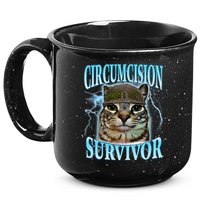 Circumcision Survivor Funny Oddly Specific Cat Meme Cats 15oz Campfire Ceramic Mug