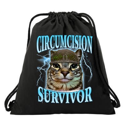 Circumcision Survivor Funny Oddly Specific Cat Meme Cats Drawstring Bag