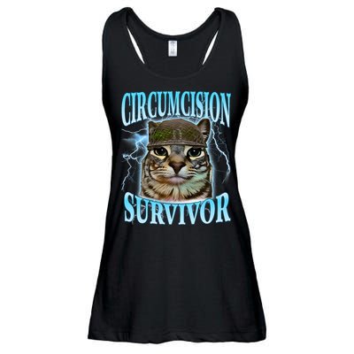 Circumcision Survivor Funny Oddly Specific Cat Meme Cats Ladies Essential Flowy Tank