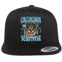 Circumcision Survivor Funny Oddly Specific Cat Meme Cats Flat Bill Trucker Hat