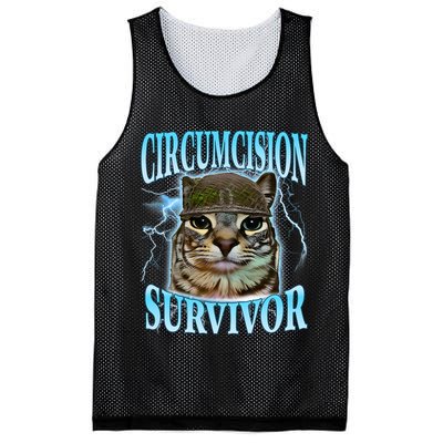 Circumcision Survivor Funny Oddly Specific Cat Meme Cats Mesh Reversible Basketball Jersey Tank