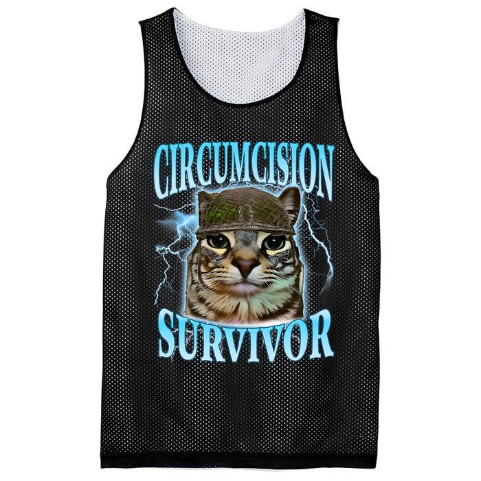 Circumcision Survivor Funny Oddly Specific Cat Meme Cats Mesh Reversible Basketball Jersey Tank